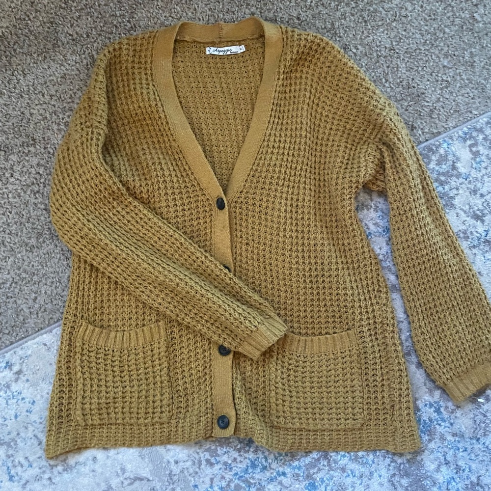 Women's Mustard Cardigan Sweater